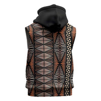 Malo e lelei Tonga Sleeveless Hoodie Tongan Ngatu Vintage Brown - Polynesian Pride