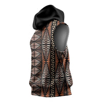 Malo e lelei Tonga Sleeveless Hoodie Tongan Ngatu Vintage Brown - Polynesian Pride