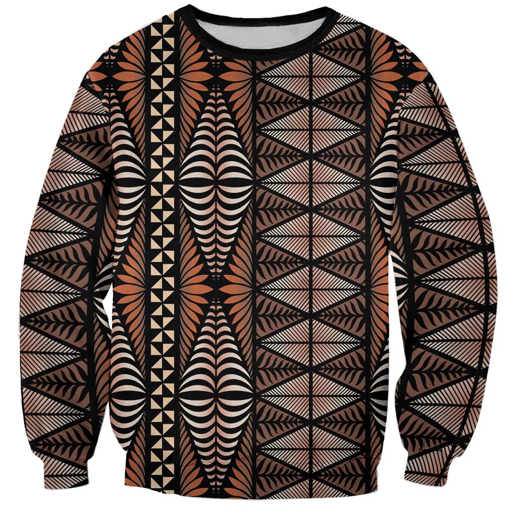 Malo e lelei Tonga Sweatshirt Tongan Ngatu Vintage Brown - Polynesian Pride