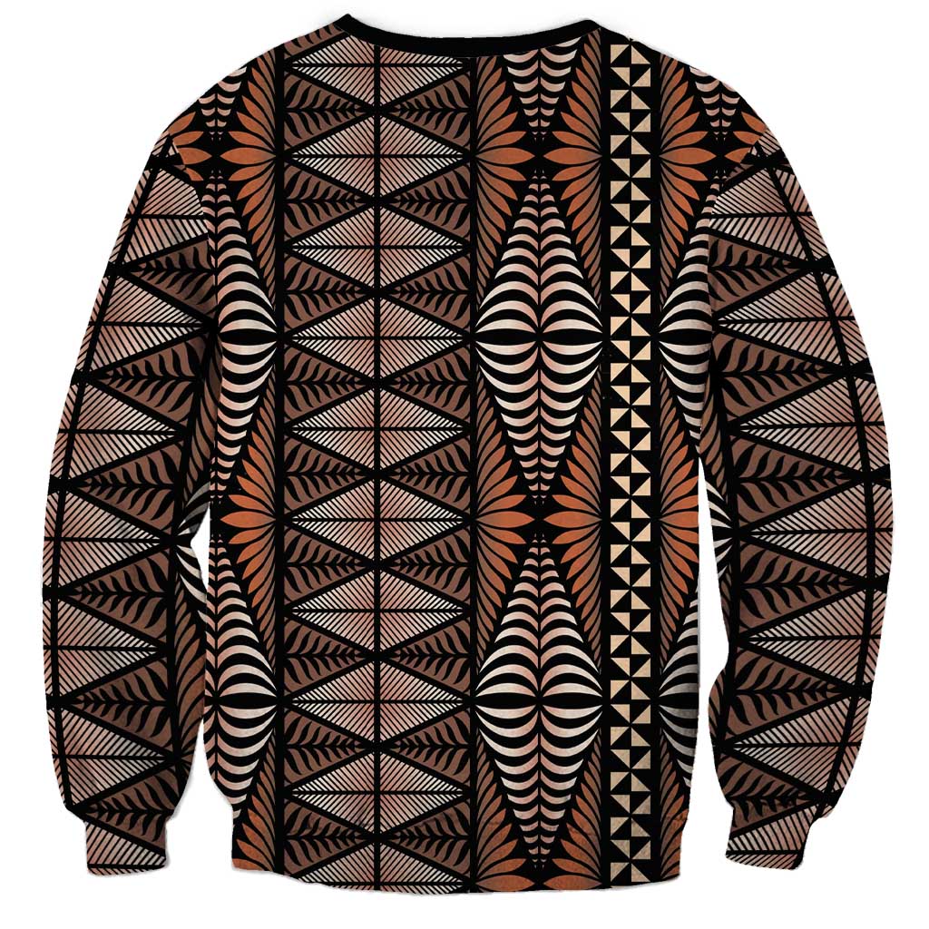 Malo e lelei Tonga Sweatshirt Tongan Ngatu Vintage Brown - Polynesian Pride