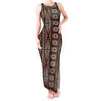 Malo e lelei Tonga Tank Maxi Dress Tongan Ngatu Vintage Brown - Polynesian Pride