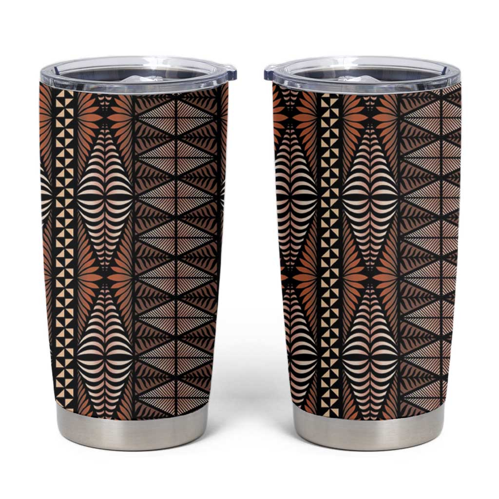 Malo e lelei Tonga Tumbler Cup Tongan Ngatu Vintage Brown - Polynesian Pride