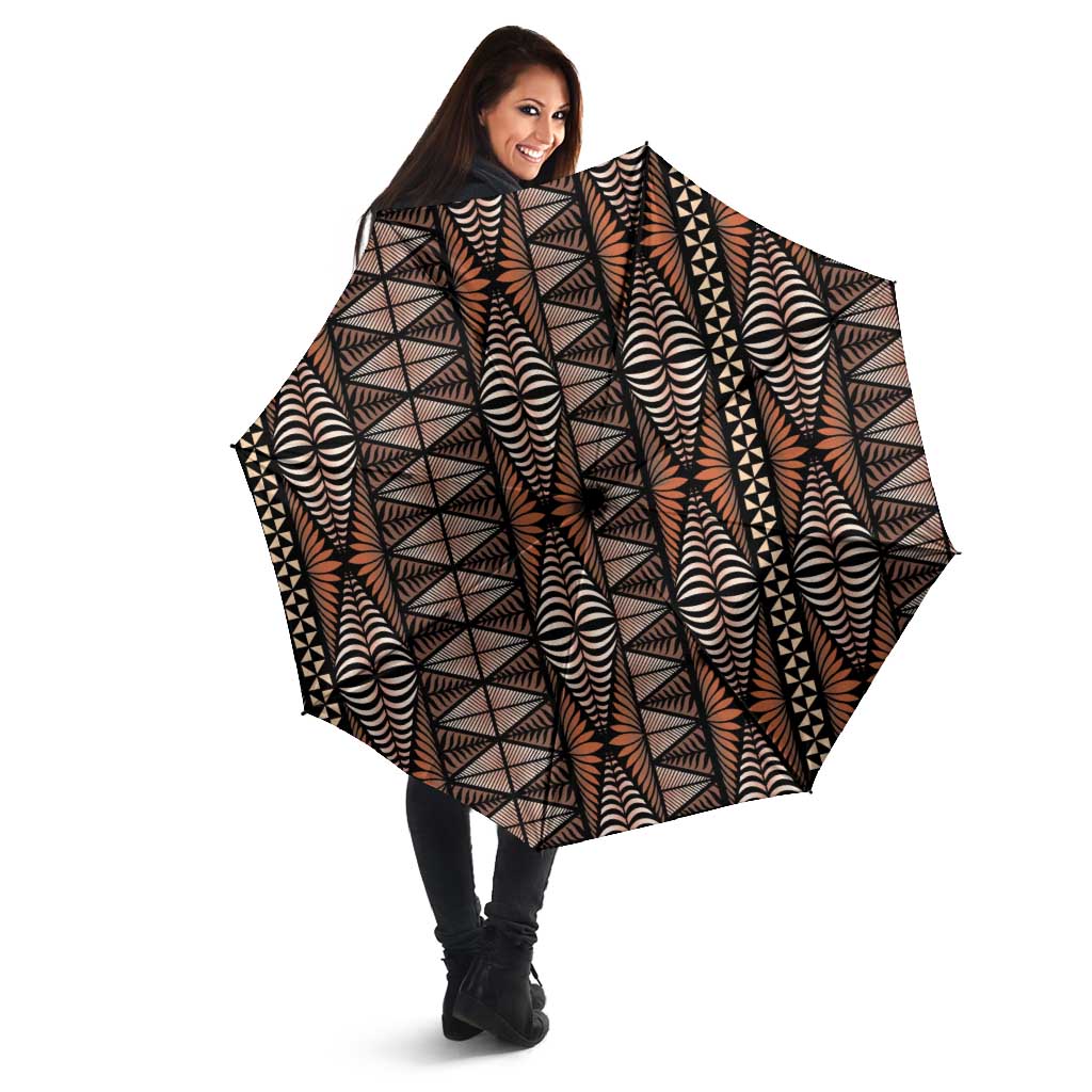 Malo e lelei Tonga Umbrella Tongan Ngatu Vintage Brown - Polynesian Pride