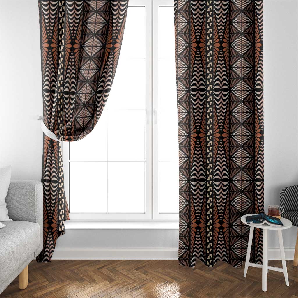 Malo e lelei Tonga Window Curtain Tongan Ngatu Vintage Brown - Polynesian Pride