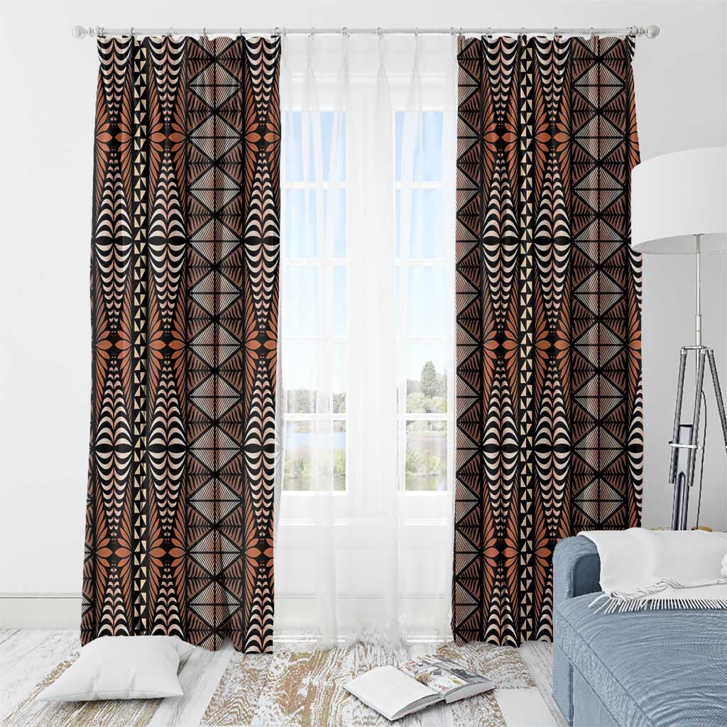Malo e lelei Tonga Window Curtain Tongan Ngatu Vintage Brown - Polynesian Pride