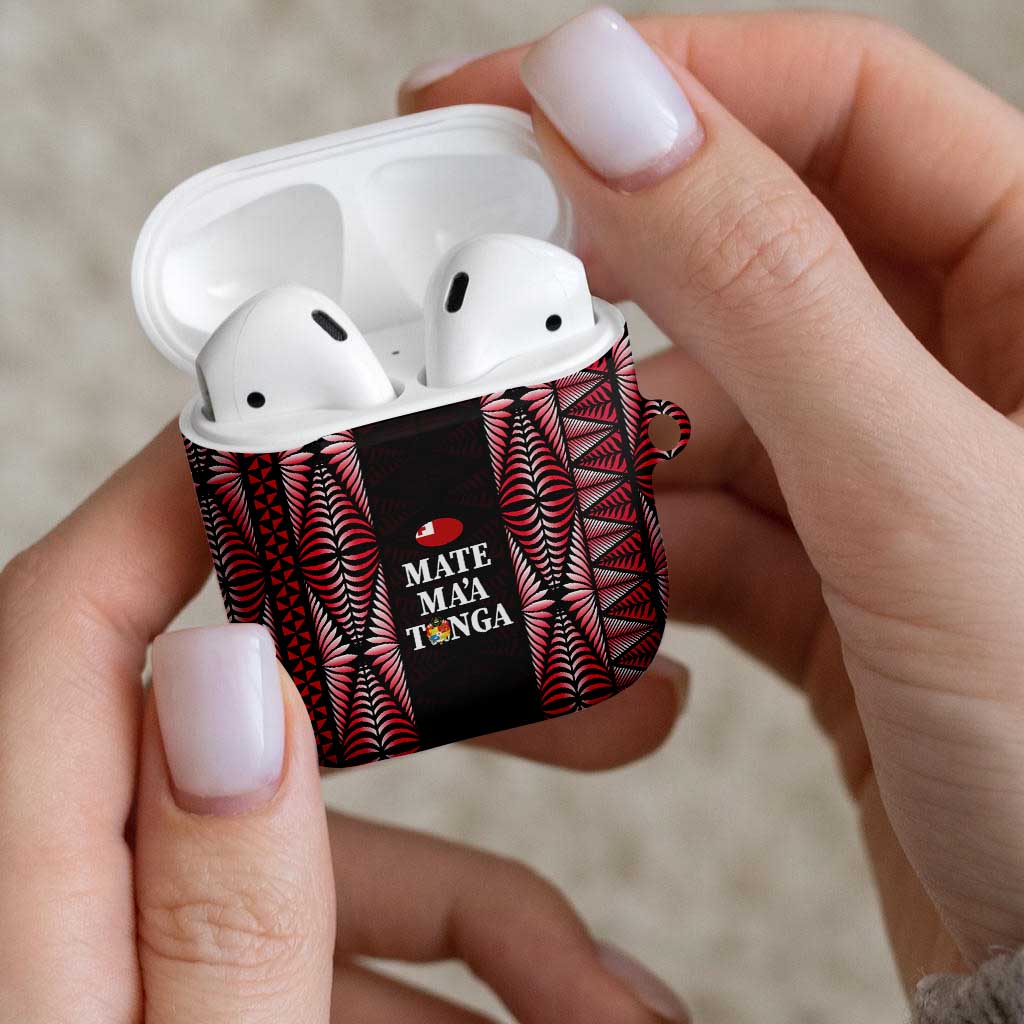 Tonga Rugby AirPods Case 2025 Mate Maa Tonga Ngatu Motif - Polynesian Pride