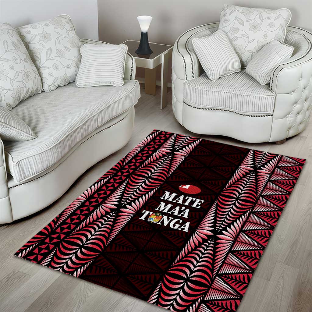 Tonga Rugby Area Rug 2025 Mate Maa Tonga Ngatu Motif - Polynesian Pride