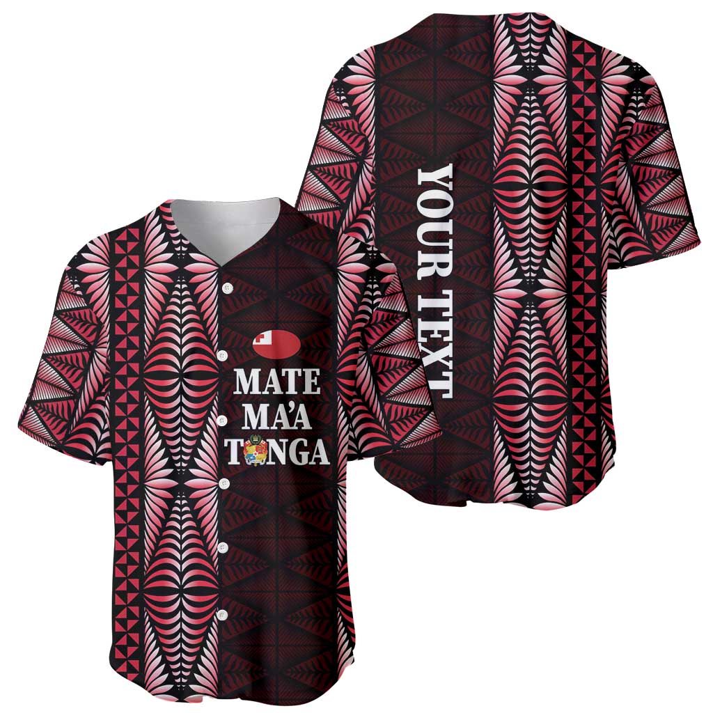 Tonga Rugby Personalised Baseball Jersey 2025 Mate Maa Tonga Ngatu Motif - Polynesian Pride