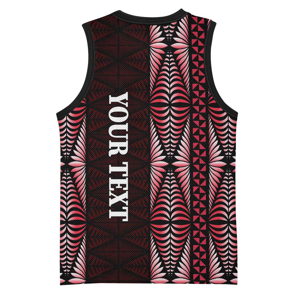 Tonga Rugby Personalised Basketball Jersey 2025 Mate Maa Tonga Ngatu Motif - Polynesian Pride
