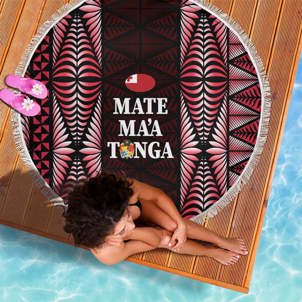 Tonga Rugby Beach Blanket 2025 Mate Maa Tonga Ngatu Motif - Polynesian Pride