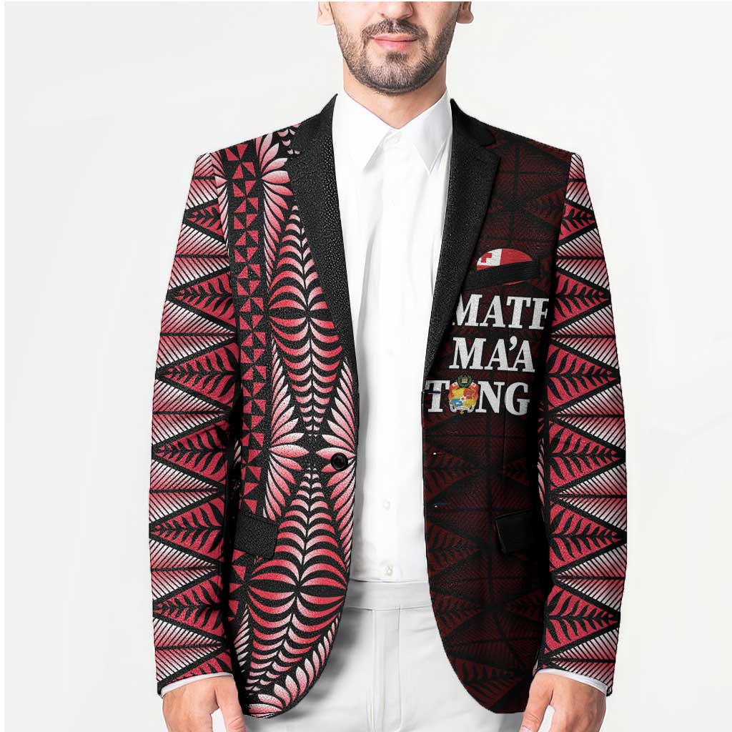 Tonga Rugby Personalised Blazer 2025 Mate Maa Tonga Ngatu Motif - Polynesian Pride