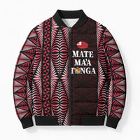 Tonga Rugby Personalised Bomber Puffer Jacket 2025 Mate Maa Tonga Ngatu Motif - Polynesian Pride