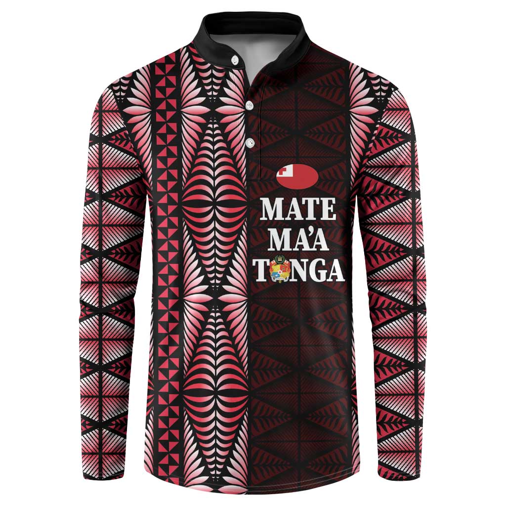 Tonga Rugby Personalised Button Sweatshirt 2025 Mate Maa Tonga Ngatu Motif - Polynesian Pride