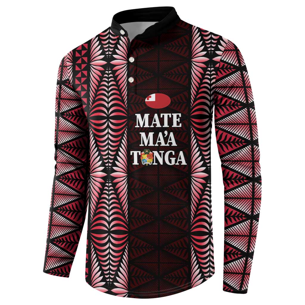 Tonga Rugby Personalised Button Sweatshirt 2025 Mate Maa Tonga Ngatu Motif - Polynesian Pride