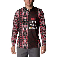 Tonga Rugby Personalised Button Sweatshirt 2025 Mate Maa Tonga Ngatu Motif - Polynesian Pride