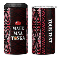 Tonga Rugby Personalised 4 in 1 Can Cooler Tumbler 2025 Mate Maa Tonga Ngatu Motif - Polynesian Pride