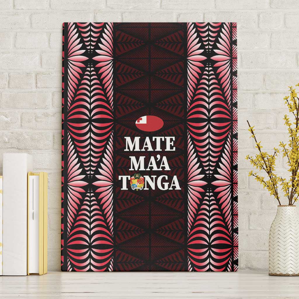 Tonga Rugby Canvas Wall Art 2025 Mate Maa Tonga Ngatu Motif - Polynesian Pride