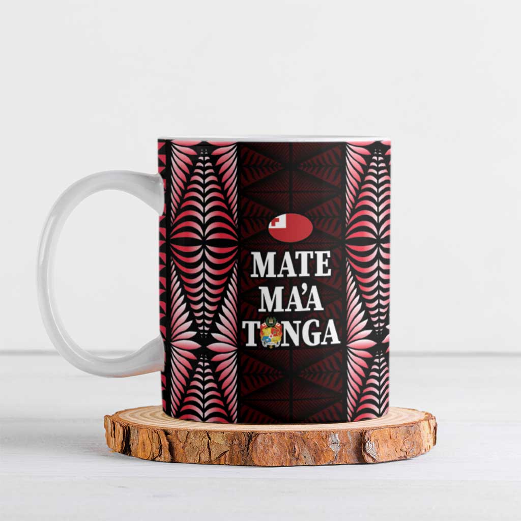 Tonga Rugby Personalised Ceramic Mug 2025 Mate Maa Tonga Ngatu Motif - Polynesian Pride