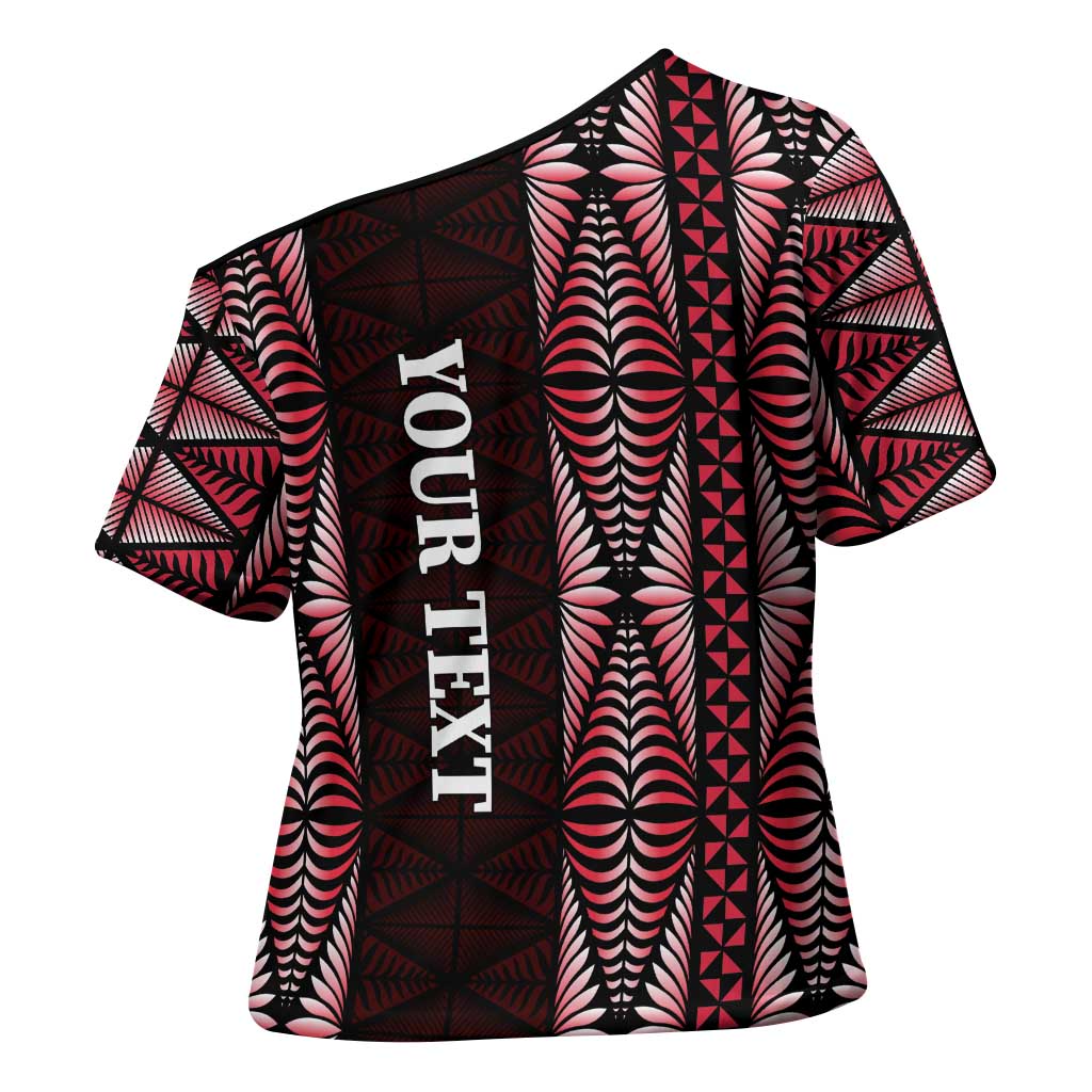 Tonga Rugby Personalised Cross Shoulder Shirt 2025 Mate Maa Tonga Ngatu Motif - Polynesian Pride