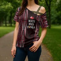 Tonga Rugby Personalised Cross Shoulder Shirt 2025 Mate Maa Tonga Ngatu Motif - Polynesian Pride