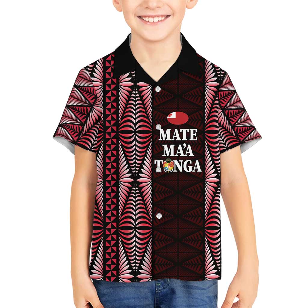 Tonga Rugby Personalised Family Matching Long Sleeve Bodycon Dress and Hawaiian Shirt 2025 Mate Maa Tonga Ngatu Motif - Polynesian Pride