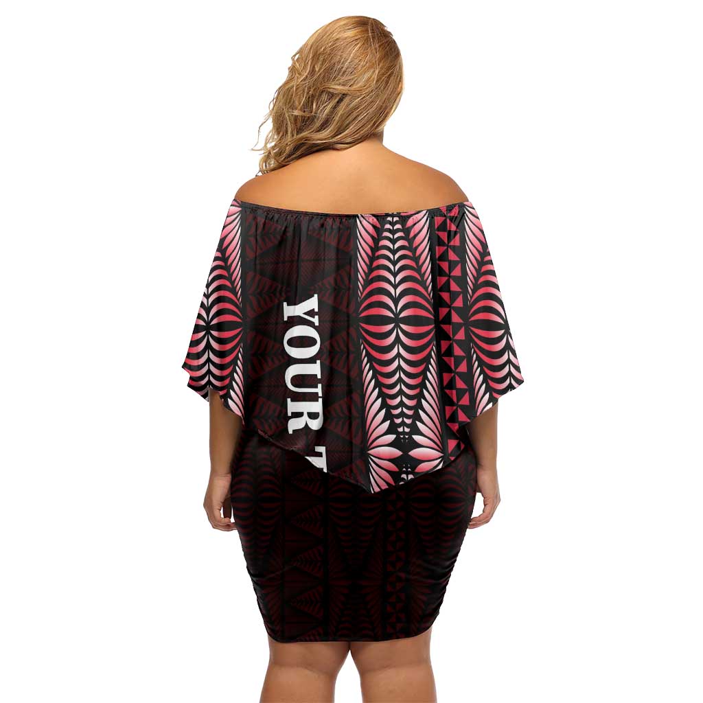 Tonga Rugby Personalised Family Matching Off Shoulder Short Dress and Hawaiian Shirt 2025 Mate Maa Tonga Ngatu Motif - Polynesian Pride