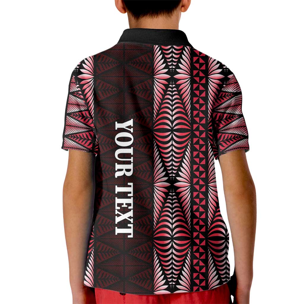 Tonga Rugby Personalised Kid Polo Shirt 2025 Mate Maa Tonga Ngatu Motif - Polynesian Pride