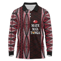 Tonga Rugby Personalised Long Sleeve Polo Shirt 2025 Mate Maa Tonga Ngatu Motif - Polynesian Pride