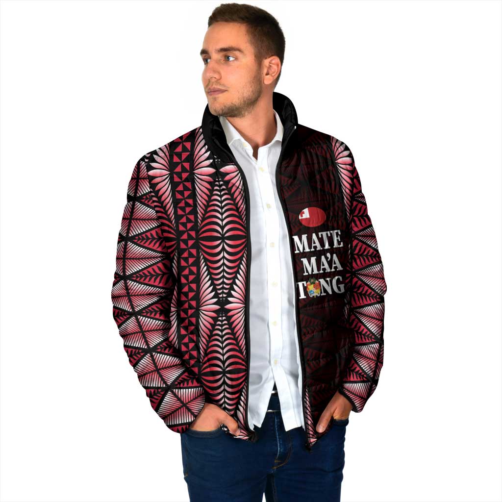Tonga Rugby Personalised Padded Jacket 2025 Mate Maa Tonga Ngatu Motif - Polynesian Pride