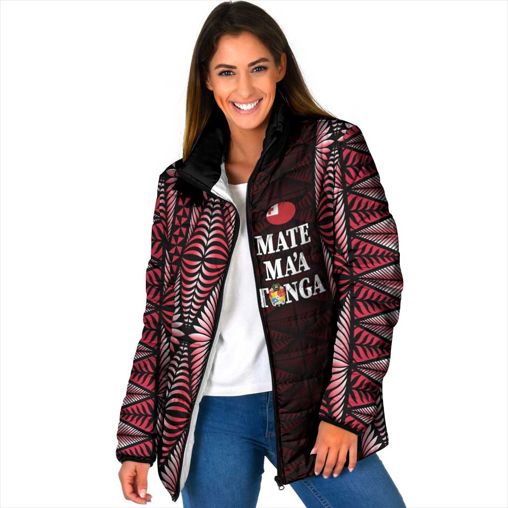 Tonga Rugby Personalised Padded Jacket 2025 Mate Maa Tonga Ngatu Motif - Polynesian Pride