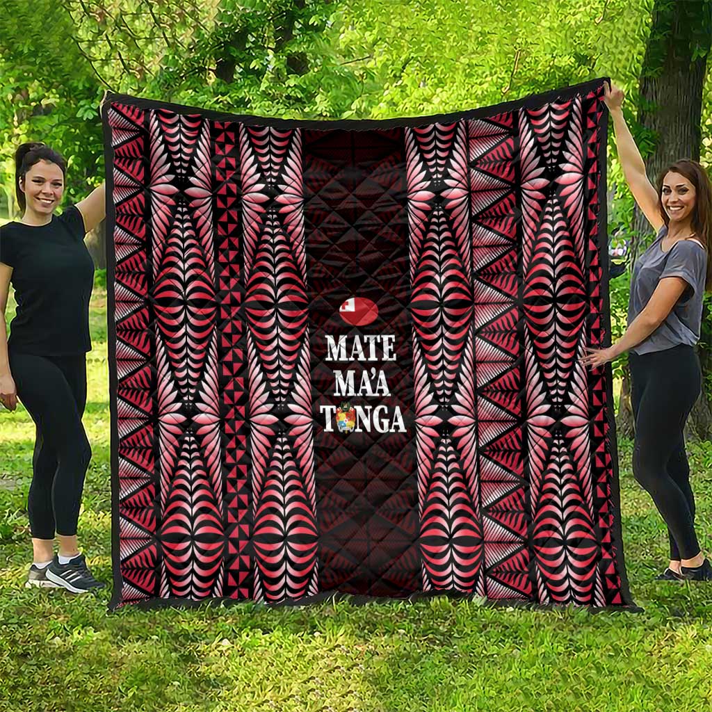 Tonga Rugby Quilt 2025 Mate Maa Tonga Ngatu Motif - Polynesian Pride