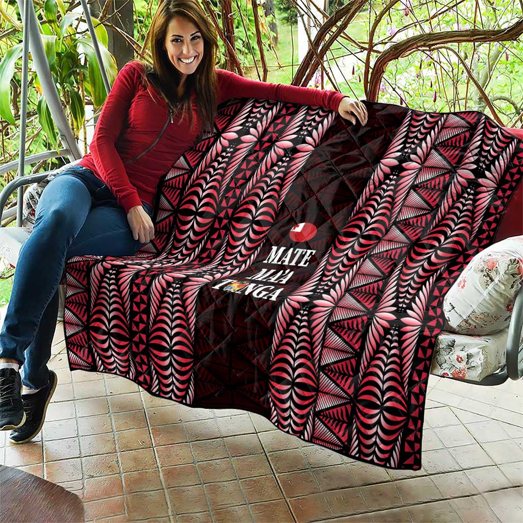 Tonga Rugby Quilt 2025 Mate Maa Tonga Ngatu Motif - Polynesian Pride