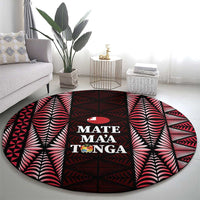 Tonga Rugby Round Carpet 2025 Mate Maa Tonga Ngatu Motif - Polynesian Pride