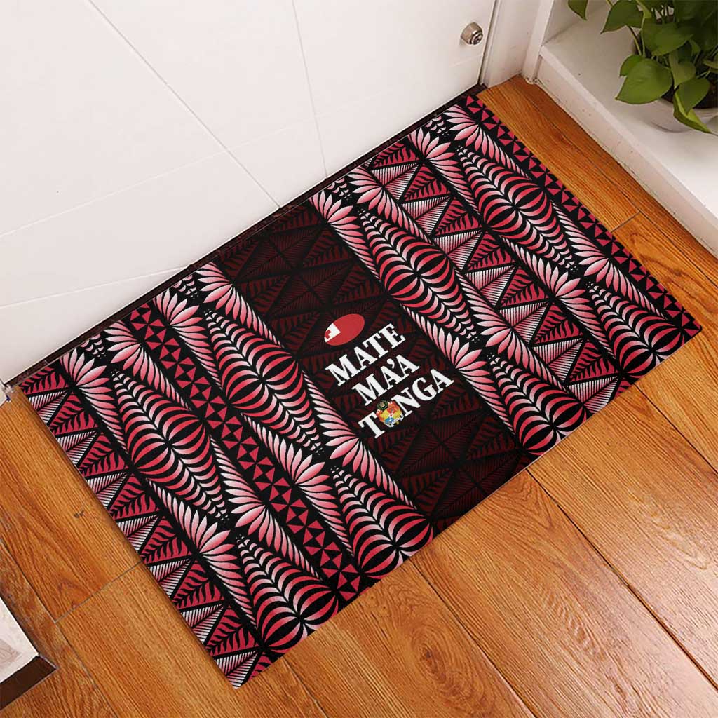 Tonga Rugby Rubber Doormat 2025 Mate Maa Tonga Ngatu Motif - Polynesian Pride