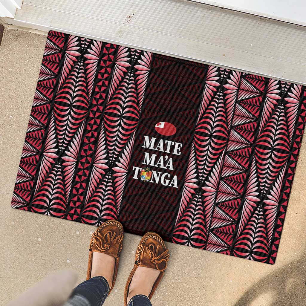 Tonga Rugby Rubber Doormat 2025 Mate Maa Tonga Ngatu Motif - Polynesian Pride