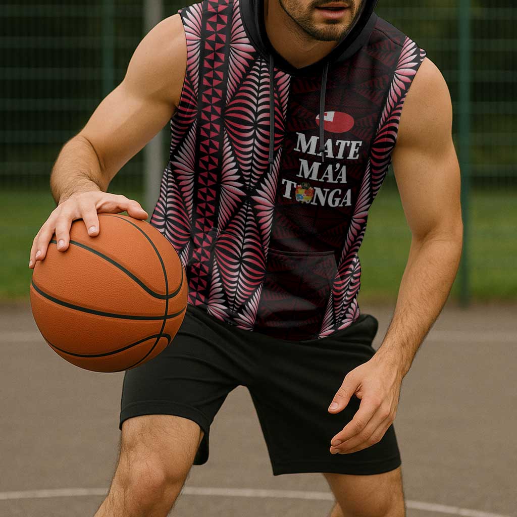 Tonga Rugby Personalised Sleeveless Hoodie 2025 Mate Maa Tonga Ngatu Motif - Polynesian Pride