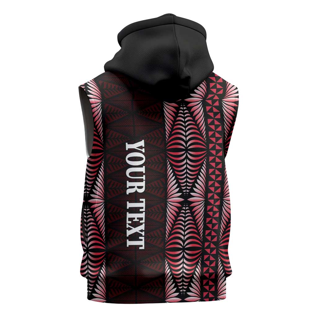 Tonga Rugby Personalised Sleeveless Zip Hoodie 2025 Mate Maa Tonga Ngatu Motif - Polynesian Pride