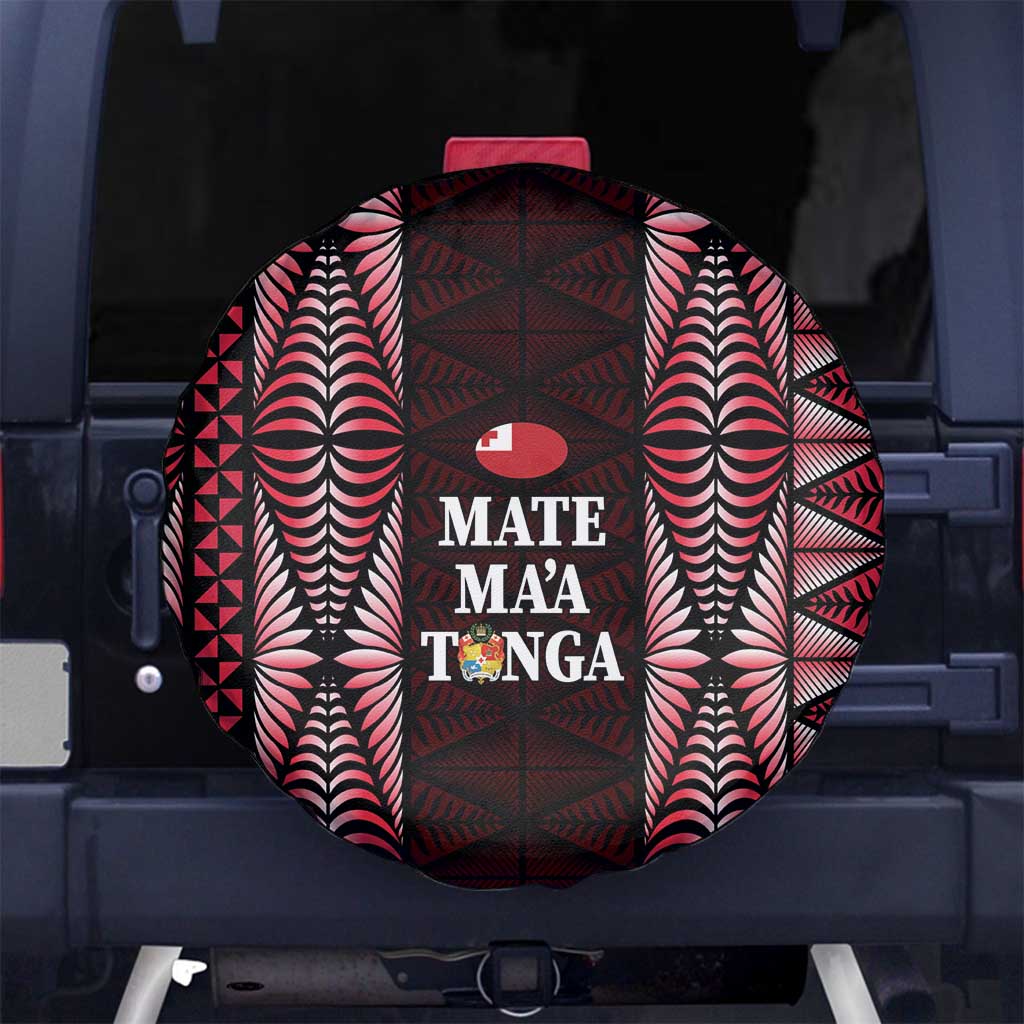 Tonga Rugby Spare Tire Cover 2025 Mate Maa Tonga Ngatu Motif - Polynesian Pride