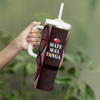 Tonga Rugby Personalised Tumbler With Handle 2025 Mate Maa Tonga Ngatu Motif - Polynesian Pride