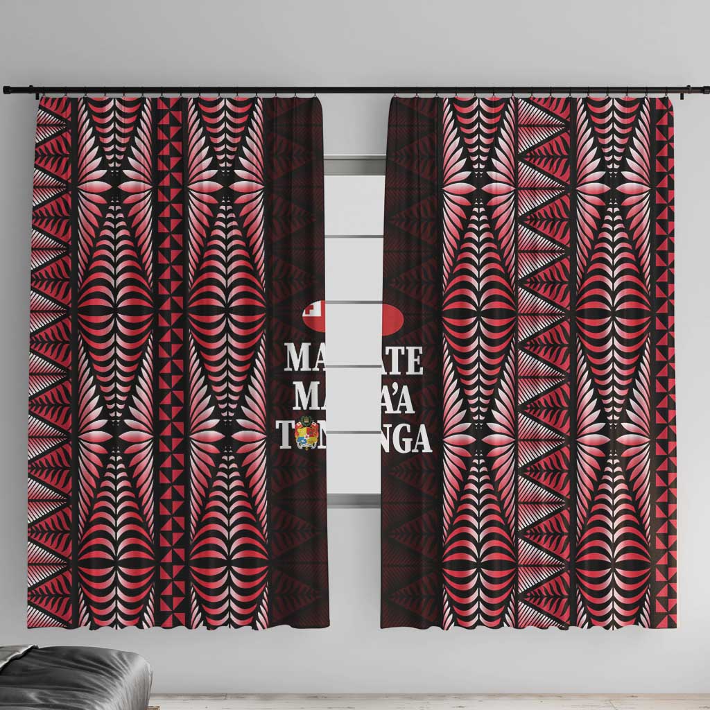 Tonga Rugby Window Curtain 2025 Mate Maa Tonga Ngatu Motif - Polynesian Pride