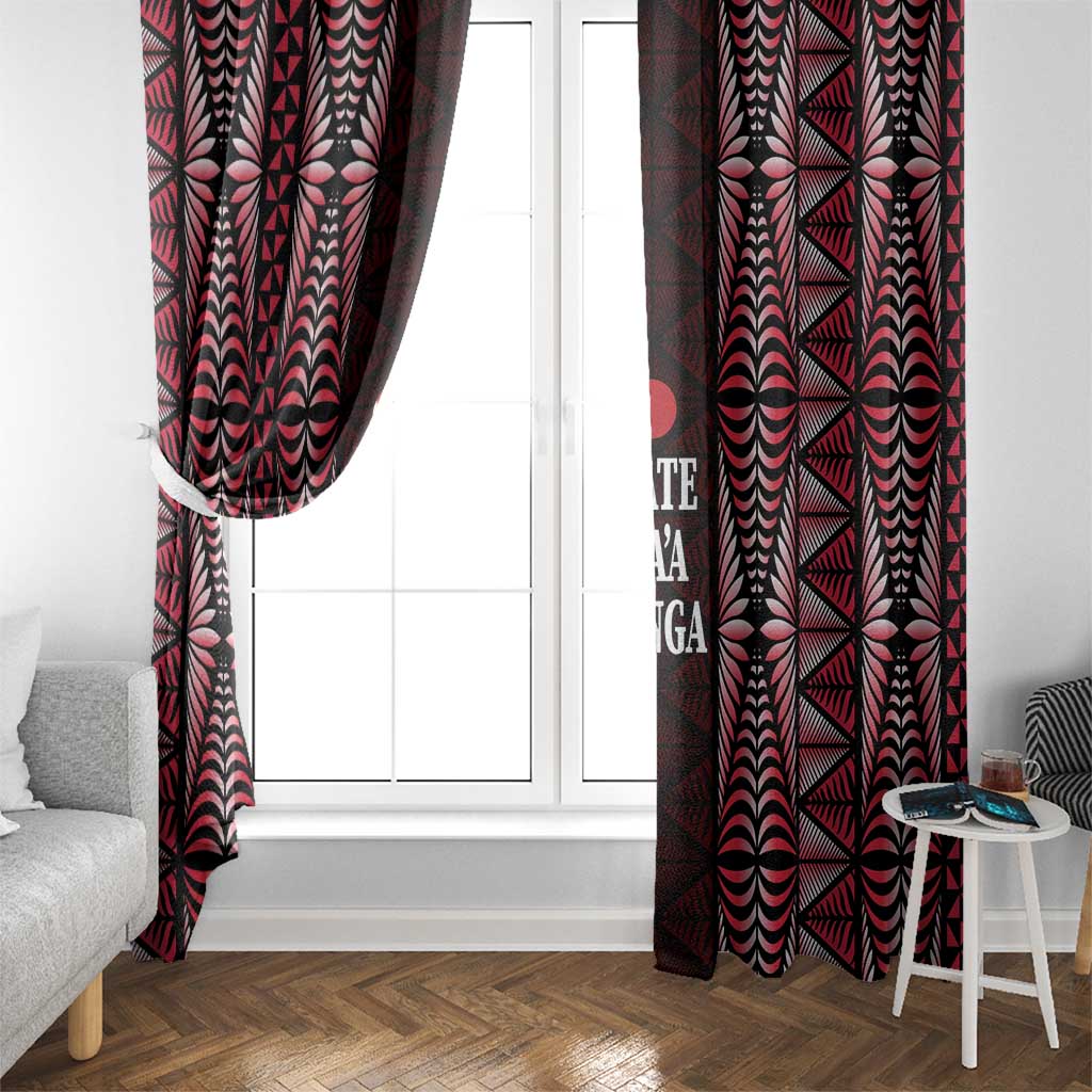 Tonga Rugby Window Curtain 2025 Mate Maa Tonga Ngatu Motif - Polynesian Pride