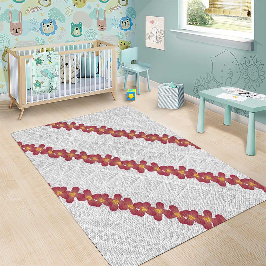 White Sunday Tonga Fakame Area Rug Tongan Ngatu Heilala Lei - Polynesian Pride