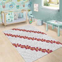 White Sunday Tonga Fakame Area Rug Tongan Ngatu Heilala Lei - Polynesian Pride