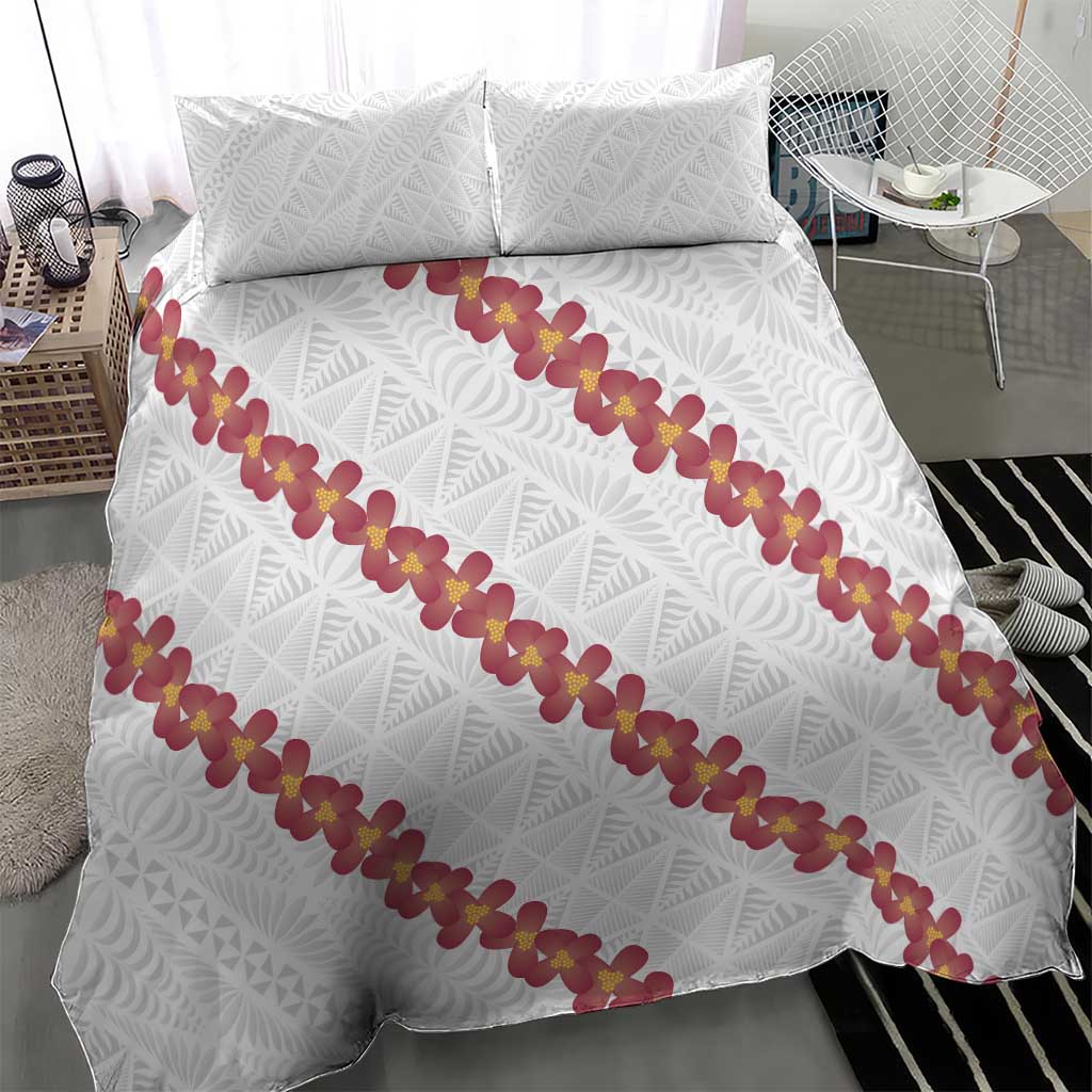 White Sunday Tonga Fakame Bedding Set Tongan Ngatu Heilala Lei - Polynesian Pride