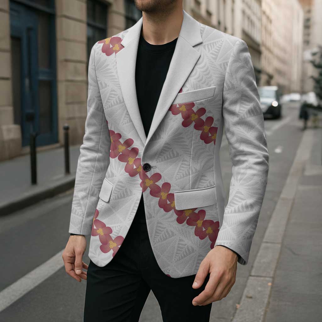 White Sunday Tonga Fakame Blazer Tongan Ngatu Heilala Lei - Polynesian Pride