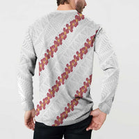 White Sunday Tonga Fakame Button Sweatshirt Tongan Ngatu Heilala Lei - Polynesian Pride