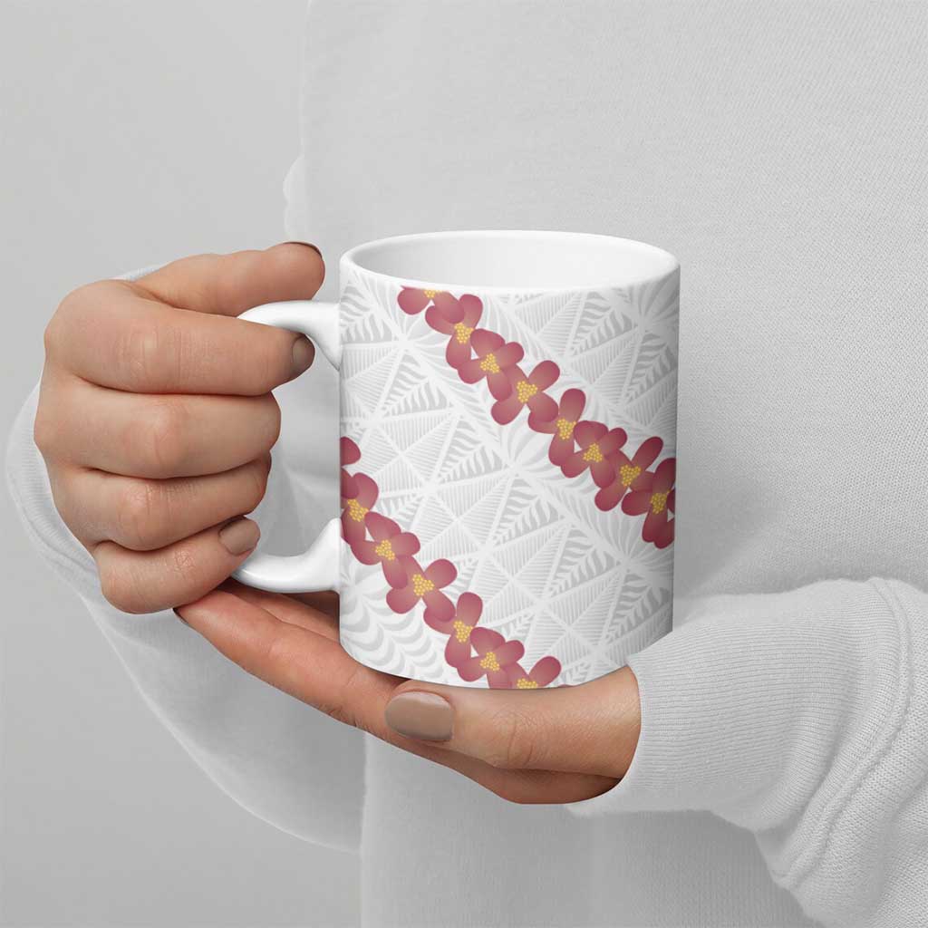 White Sunday Tonga Fakame Ceramic Mug Tongan Ngatu Heilala Lei - Polynesian Pride