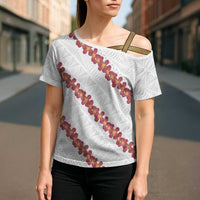 White Sunday Tonga Fakame Cross Shoulder Shirt Tongan Ngatu Heilala Lei - Polynesian Pride