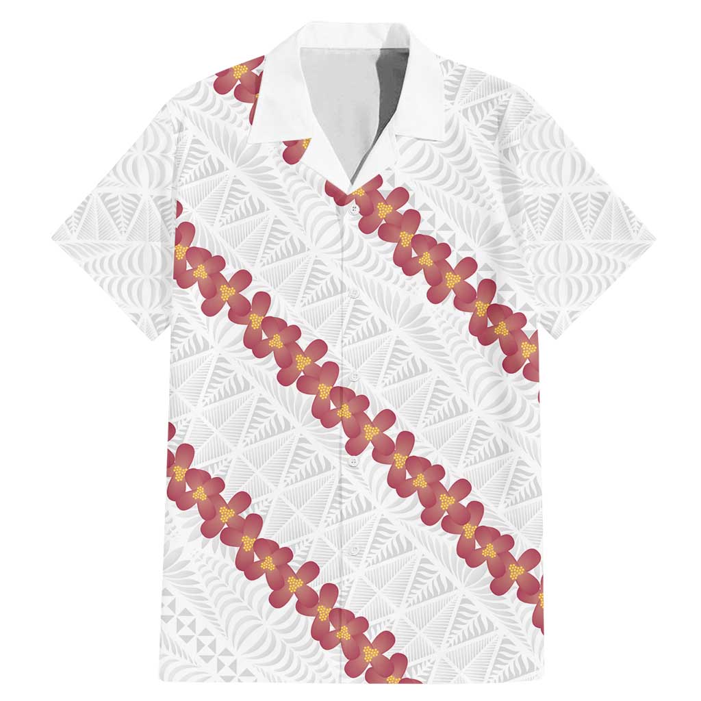 White Sunday Tonga Fakame Family Matching Mermaid Dress and Hawaiian Shirt Tongan Ngatu Heilala Lei - Polynesian Pride