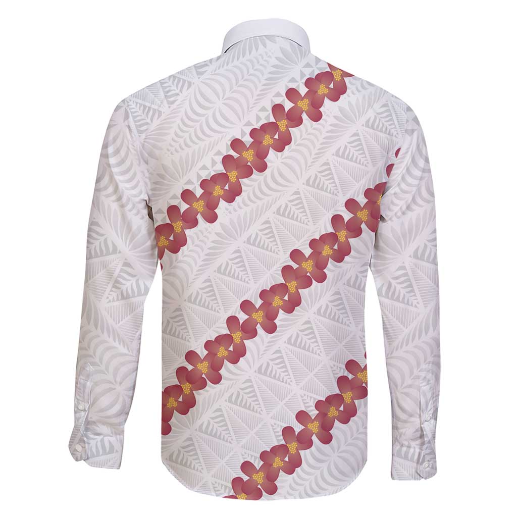 White Sunday Tonga Fakame Family Matching Short Sleeve Bodycon Dress and Hawaiian Shirt Tongan Ngatu Heilala Lei - Polynesian Pride